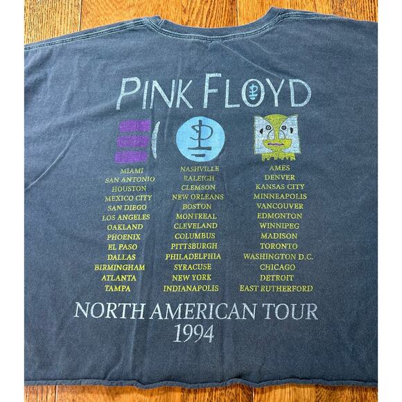 Pink Floyd 1994 Division Bell North American Tour T-Shirt Sz L/XL Crop L/S - Picture 5 of 5